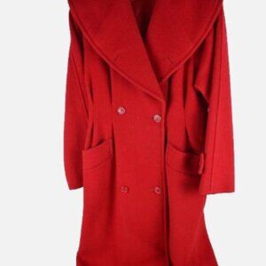 Harve Bernard HOLIDAY Red Wool Double-Breasted Coat Size 8 GORGEOUS